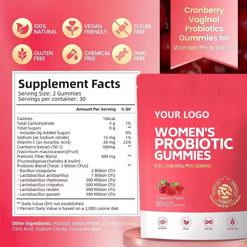 Women's Probiotic Gummies 60 Count 100 Billion Complex Probiotics Feminine Balance Gummies Vitamins for Newborns