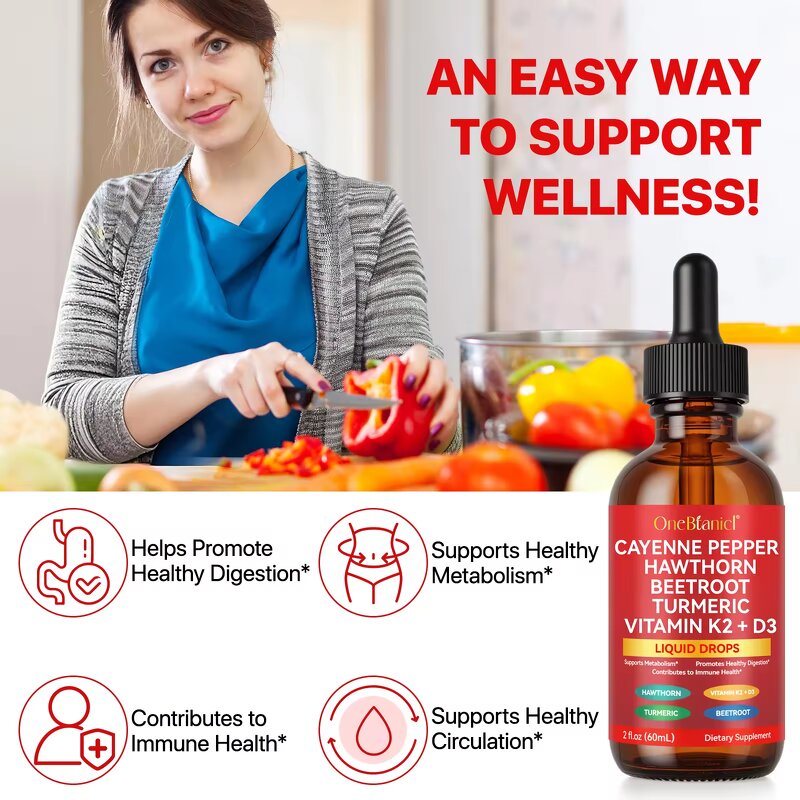 Cayenne Pepper Drops - Manufacturer - Organic Liquid Aloe Vera Hawthorn Metabolism