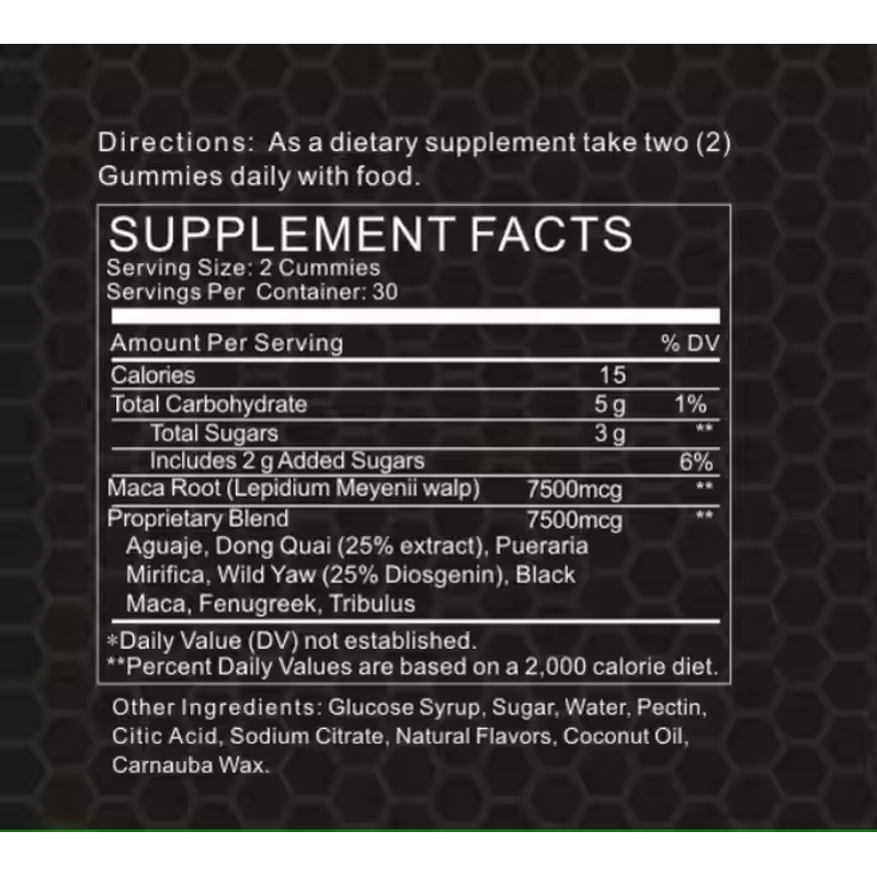 Male Enhancement Gummies - Manufacturer - OEM 60ct Ashwagandha 3-Inch Growth