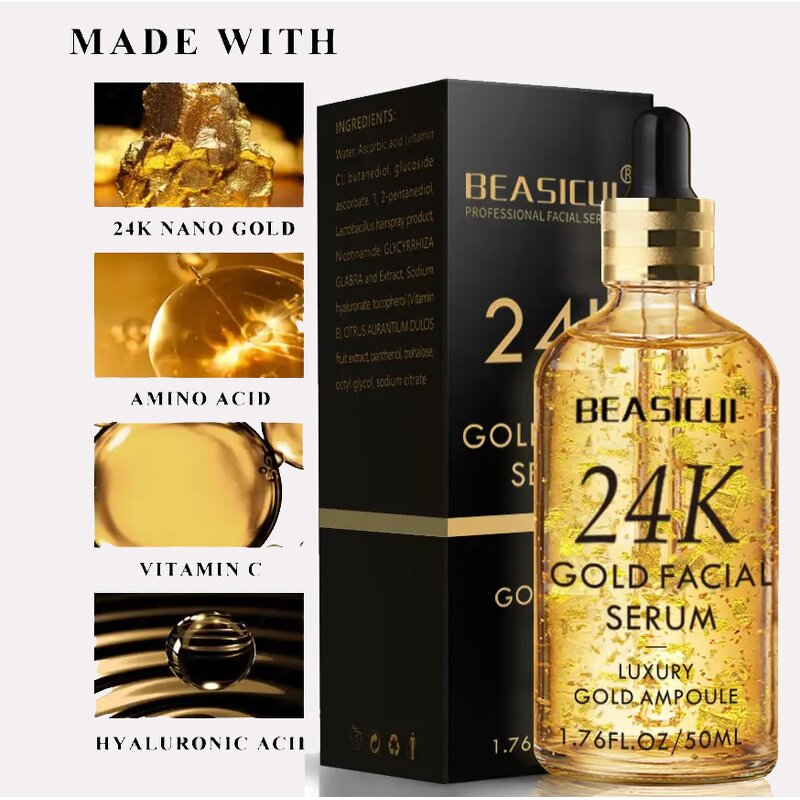 Skin Care Serum Manufacturer - ShangMei Private Label with 20% Vitamin C, Hyaluronic Acid & Gold