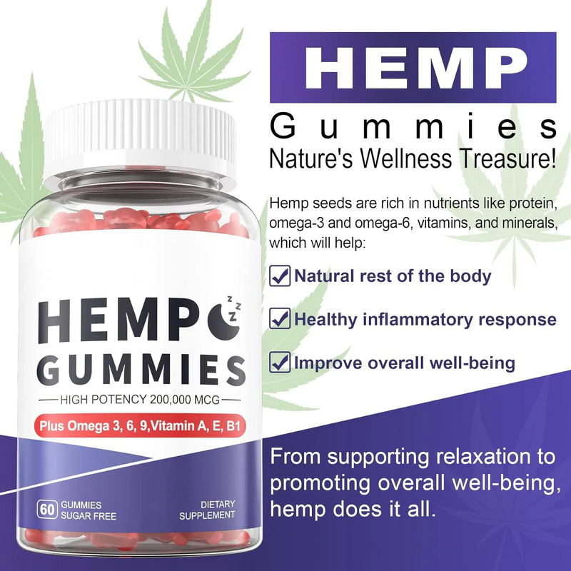 Hemp Oil Gummies - Manufacturer - OEM ODM 200mg Zero Sugar Omega 3 6 9 Vitamin E