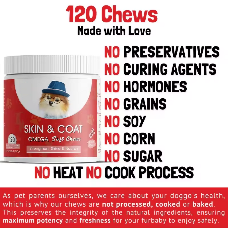 Pet Skin Coat Treats - Manufacturer - Reduce Shedding Nourish Coat Vitamin Minerals