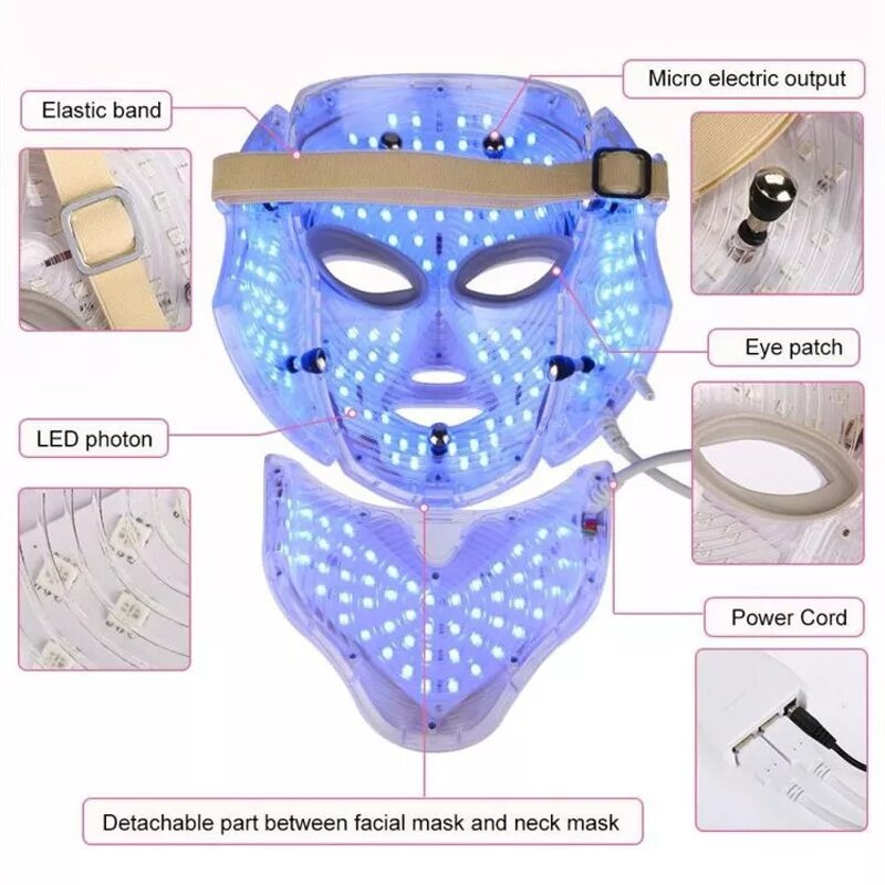 LED Face Mask Manufacturer - with Neck Therapy 7 Colors for Skin Rejuvenation