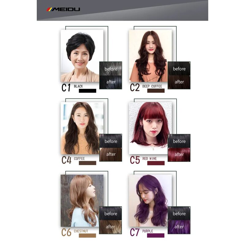 Hair Dye Shampoo Manufacturer - Meidu Wholesale Private Label Covers Gray, Brown Herbal