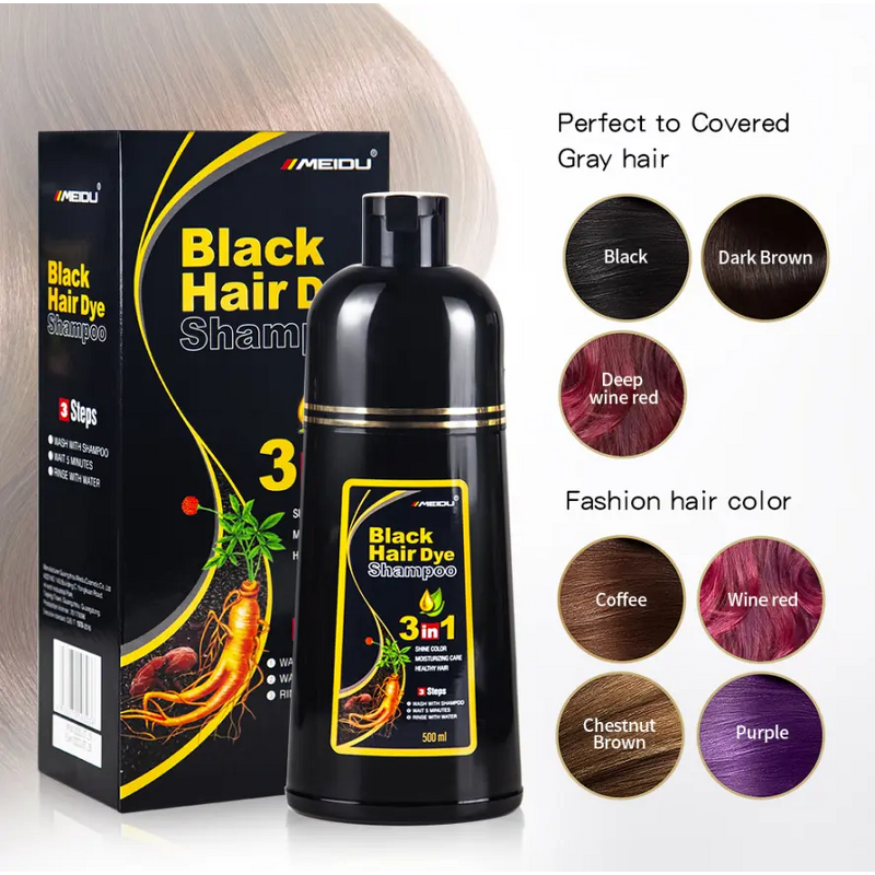 Hair Dye Shampoo Manufacturer - Meidu Afro Ginger 3-in-1 Blacken Color for Men