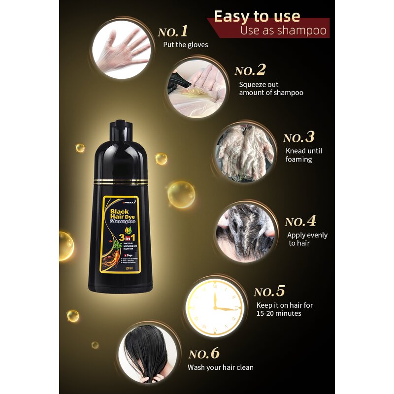 Hair Dye Shampoo Manufacturer - MEIDU 500ml Ammonia Free Herbal Permanent