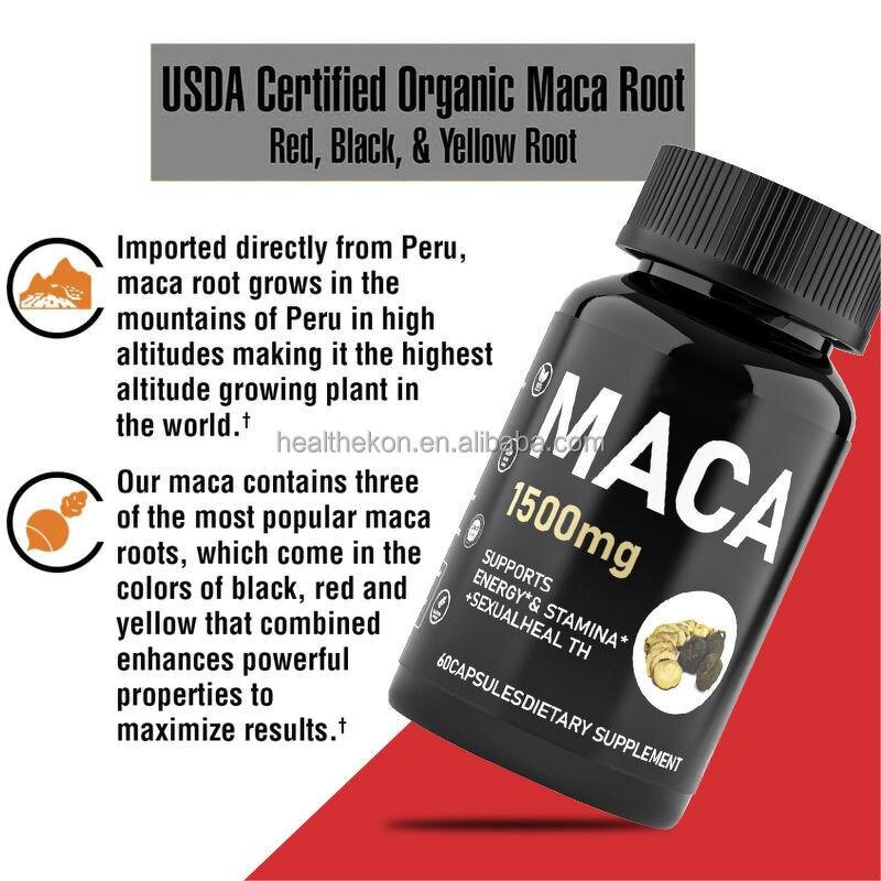 Maca Root Capsules Manufacturer - Private Label Extract for Energy & Immunity, 60 Count