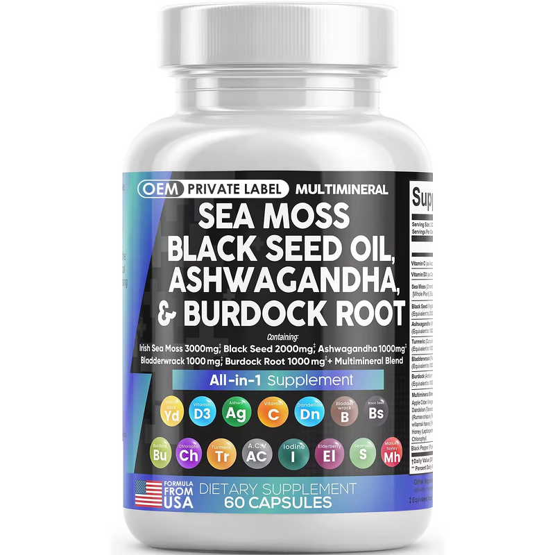 Supplement Capsules Manufacturer - Private Label with Black Seed Oil, Ashwagandha, Turmeric