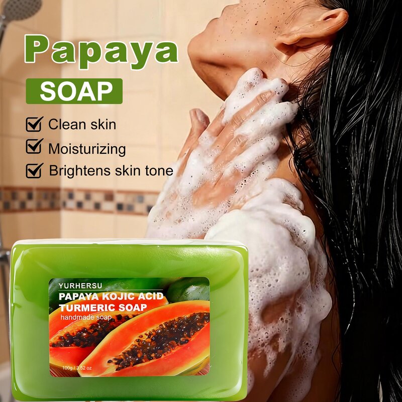 Papaya Soap Bar - Manufacturer - Wholesale Kojic Acid Turmeric Cleansing Brightening