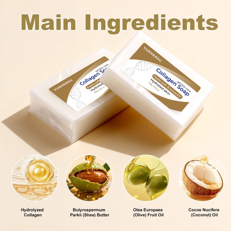 Collagen Soap - Manufacturer - Private Label Hydrolyzed Shea Butter Olive Oil Mature Skin