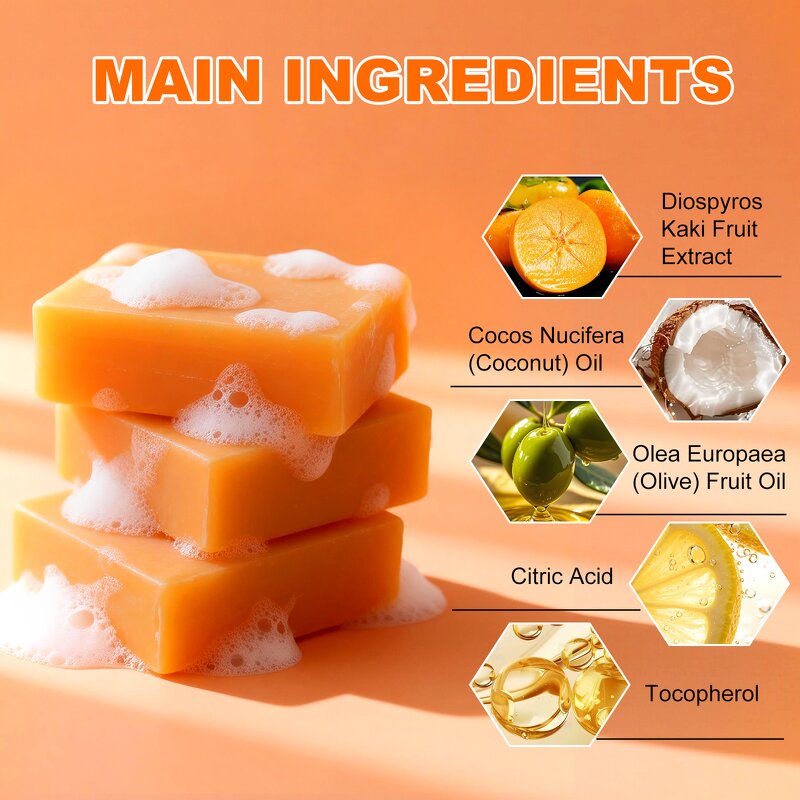 Persimmon Soap Bar - Manufacturer - Wholesale Persimmon Extract Coconut Olive Oil OEM/ODM