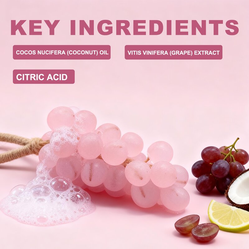 Grape Extract Soap Bar - Manufacturer - Coconut Oil Citric Acid Deep Cleansing Balanced Skin