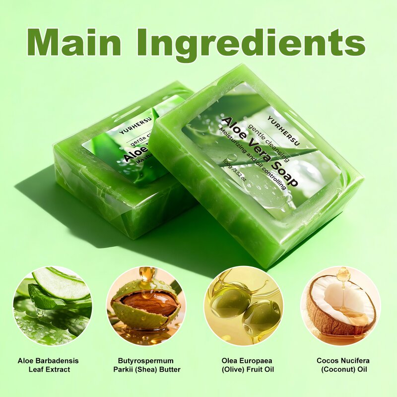 Aloe Vera Soap Bar - Manufacturer - Wholesale Shea Butter Olive Coconut Oil Gentle Cleansing