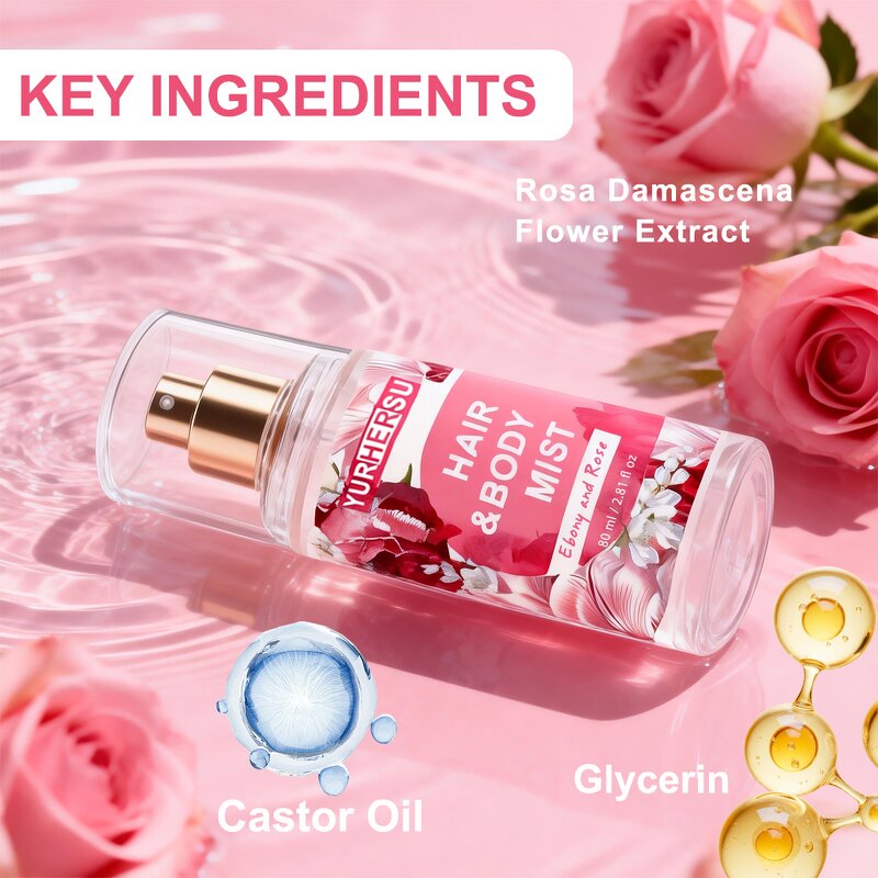 Hair Body Mist - Manufacturer - Private Label Rosa Damascena Glycerin Castor Oil Floral