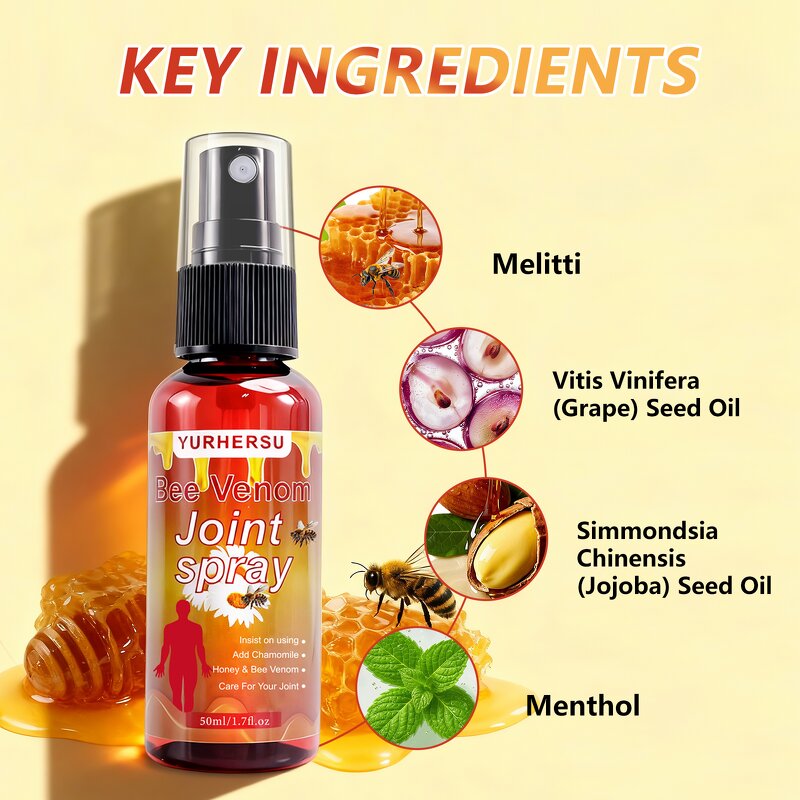 Bee Venom Joint Spray - Manufacturer - Grape Seed Jojoba Oils Soothing Mist Convenient