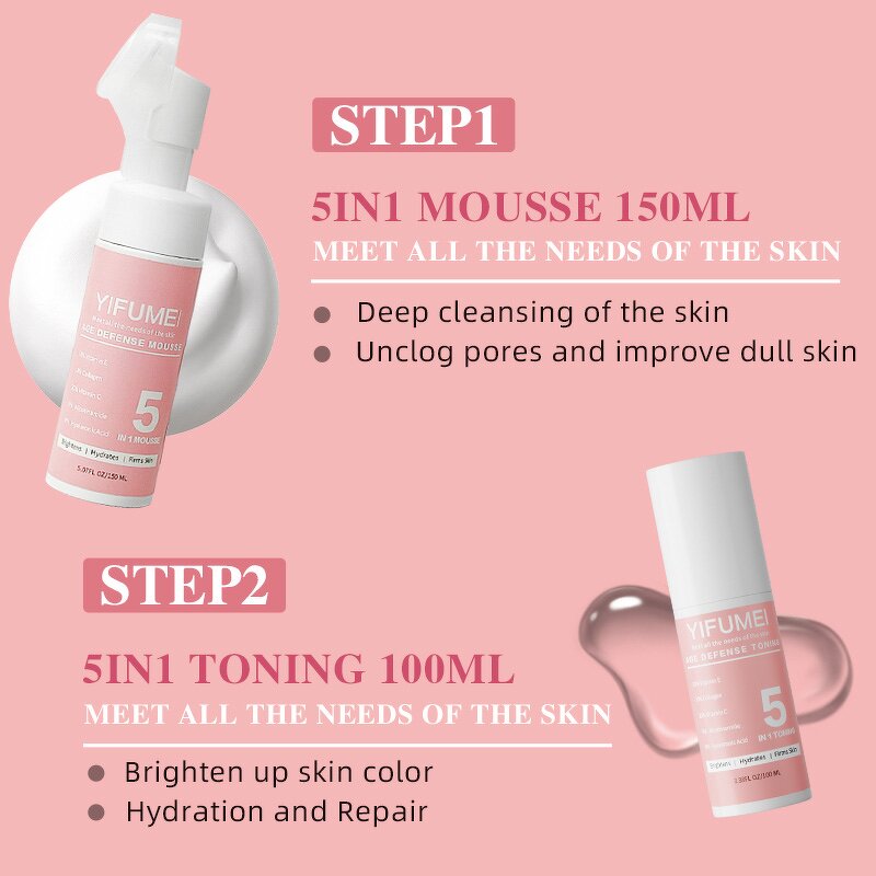 5 in 1 Face Care Set - Manufacturer - Hot Selling Hyaluronic Acid Vitamin C Anti Aging Brightening