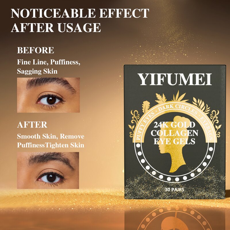 Gold Collagen Eye Mask - Manufacturer - Rejuvenating Tightening Fine Lines Fade Dark Circles Firming