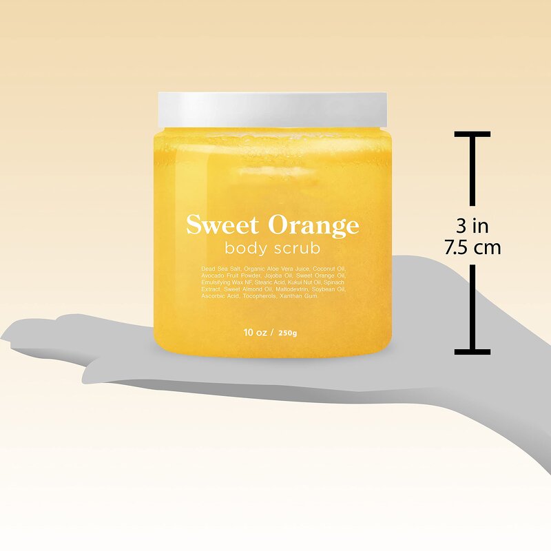 Orange Body Scrub - Manufacturer - Private Label Vegan Sea Salt Fruit Brightening Exfoliating Cleansing