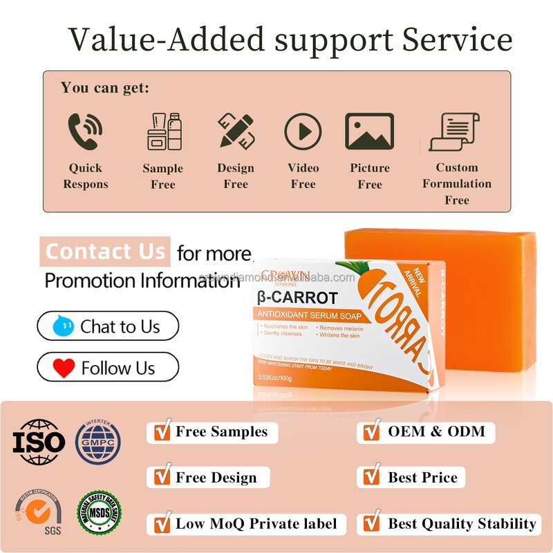 Carrot Soap - Manufacturer - Private Label Natural Organic Anti Acne Lightening Dark Spot Whitening