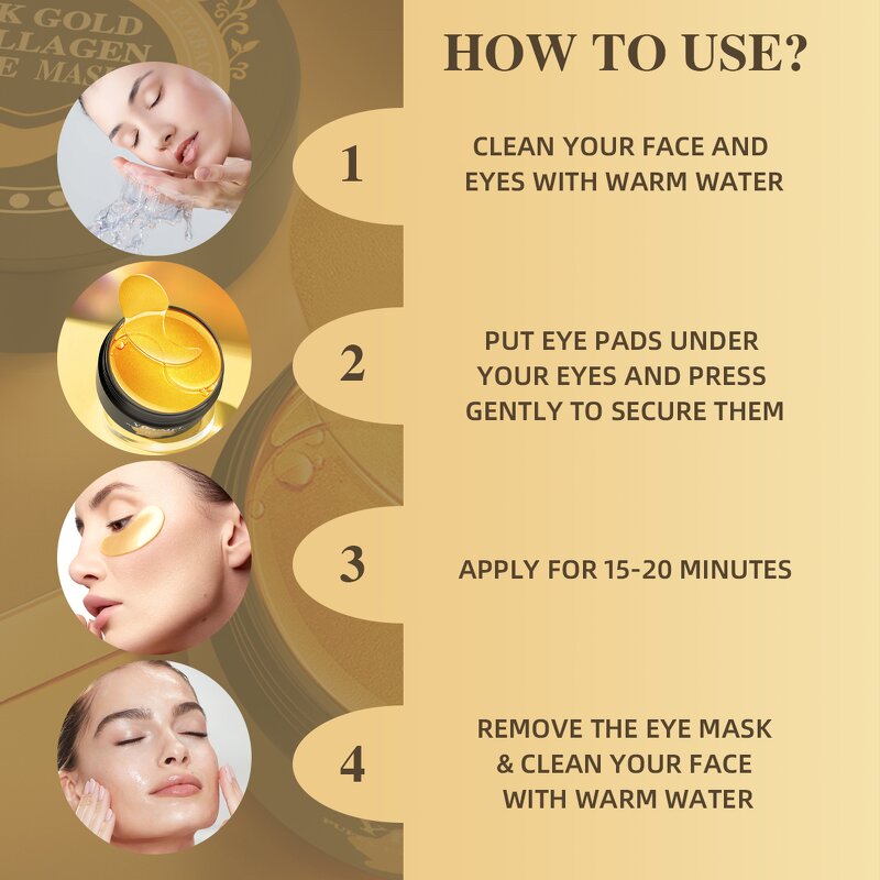 24K Gold Eye Mask Patch - Manufacturer - Crystal Collagen Firming Dark Circles Puffiness Treatment