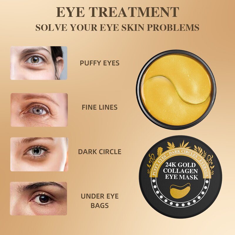 24K Gold Eye Mask Patch - Manufacturer - Crystal Collagen Firming Dark Circles Puffiness Treatment
