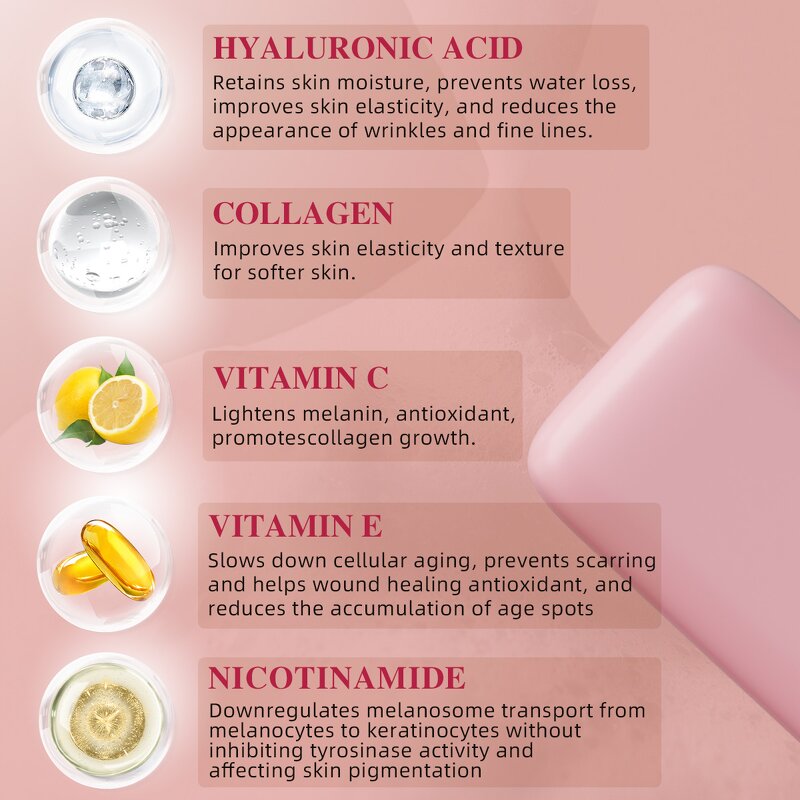 5 in 1 Skin Soap - Manufacturer - Wholesale Handmade Hyaluronic Acid Niacinamide Vitamin C E Collagen