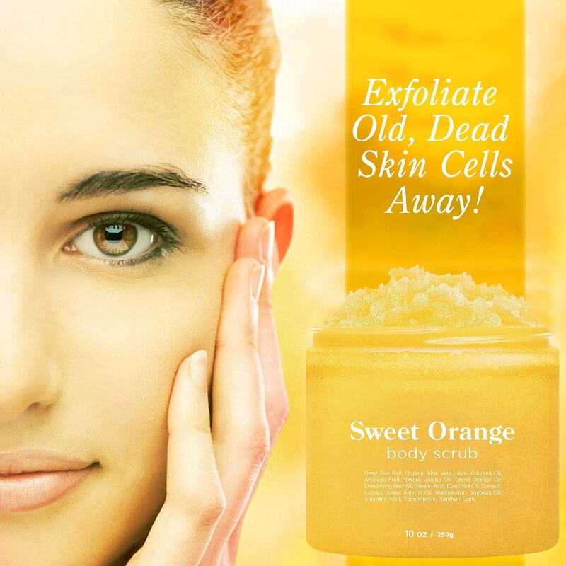 Orange Body Scrub - Manufacturer - Private Label Vegan Sea Salt Fruit Brightening Exfoliating Cleansing