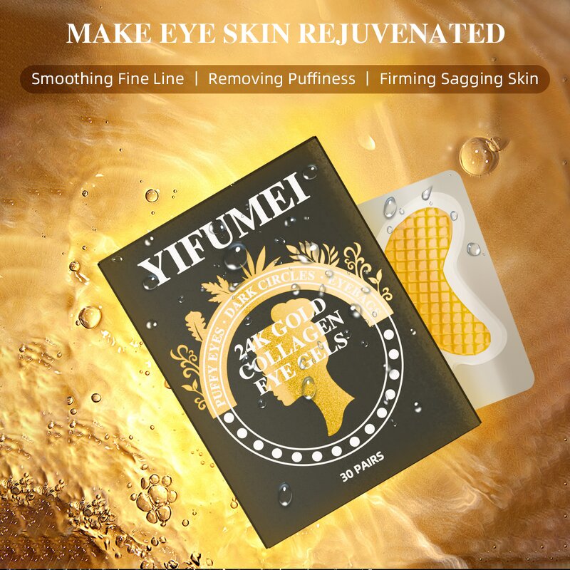 Gold Collagen Eye Mask - Manufacturer - Rejuvenating Tightening Fine Lines Fade Dark Circles Firming