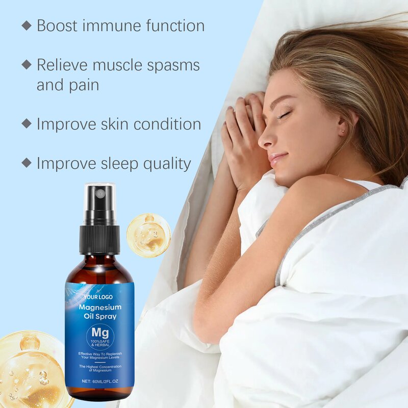 Magnesium Oil Spray - Manufacturer - OEM Private Label Pure Essential Oil Mist for Sleep Muscle Care