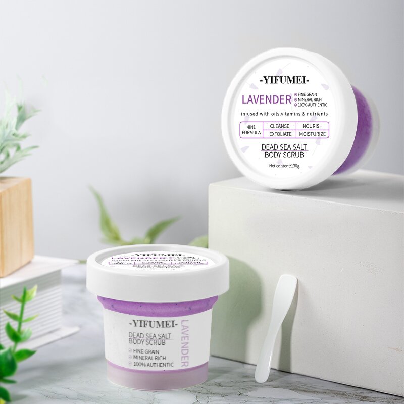 Lavender Body Scrub - Manufacturer - Custom Logo Dead Sea Salt Deep Cleansing Whitening Exfoliating