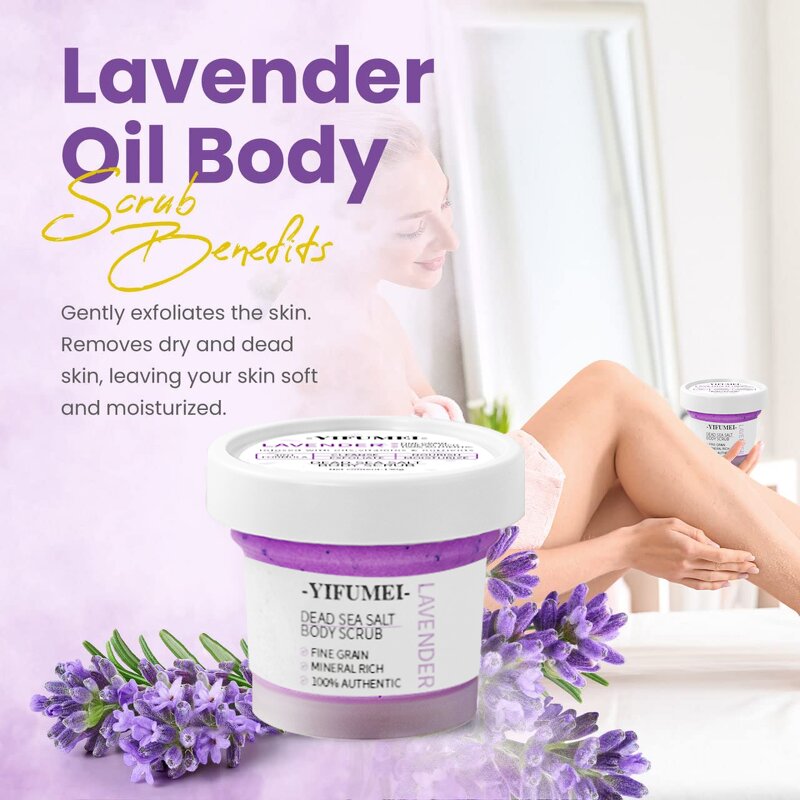 Lavender Body Scrub - Manufacturer - Custom Logo Dead Sea Salt Deep Cleansing Whitening Exfoliating
