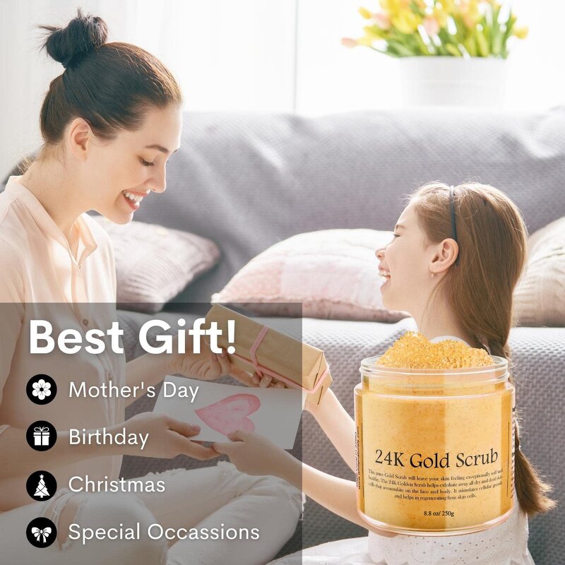 24K Gold Body Scrub - Manufacturer - Organic Hydrating Deep Cleansing Mild Exfoliate Dead Skin
