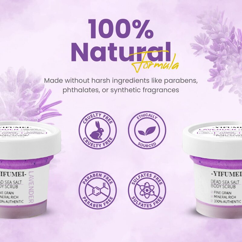 Lavender Body Scrub - Manufacturer - Custom Logo Dead Sea Salt Deep Cleansing Whitening Exfoliating