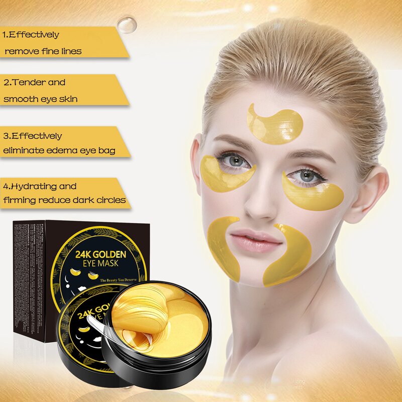 24K Gold Eye Mask - Manufacturer - Private Label Hyaluronic Seaweed Anti Aging Puffy Dark Circle