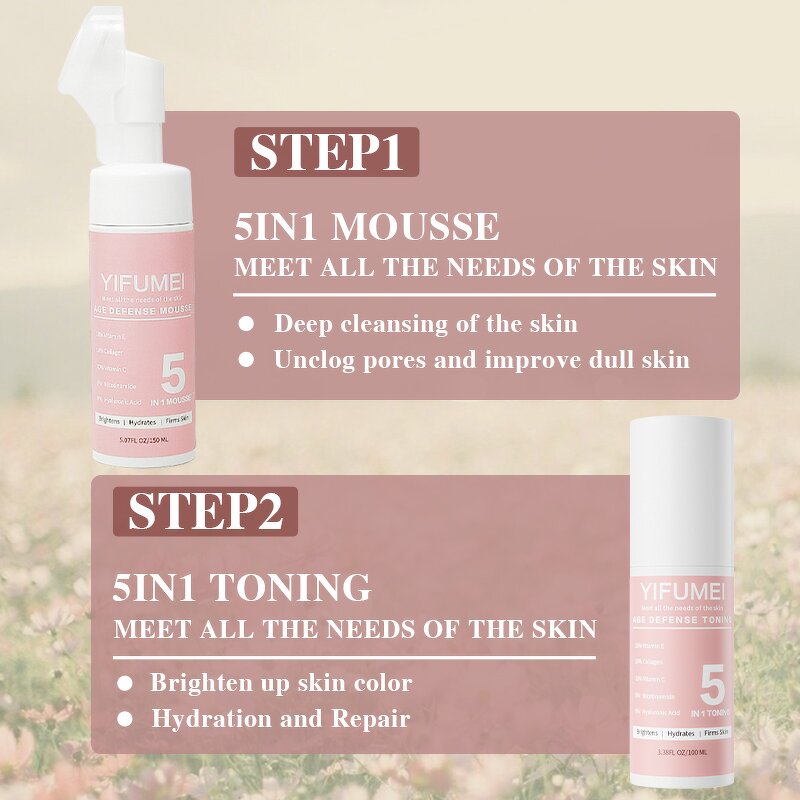 Vitamin C Skin Care Set - Manufacturer - Private Label 5 in 1 Anti Aging Firming Rejuvenating