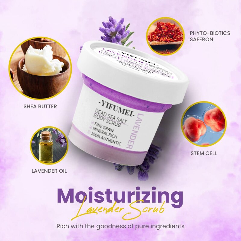 Lavender Body Scrub - Manufacturer - Custom Logo Dead Sea Salt Deep Cleansing Whitening Exfoliating