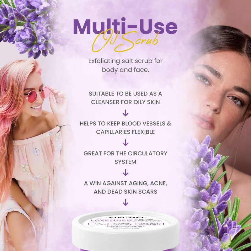 Lavender Body Scrub - Manufacturer - Custom Logo Dead Sea Salt Deep Cleansing Whitening Exfoliating