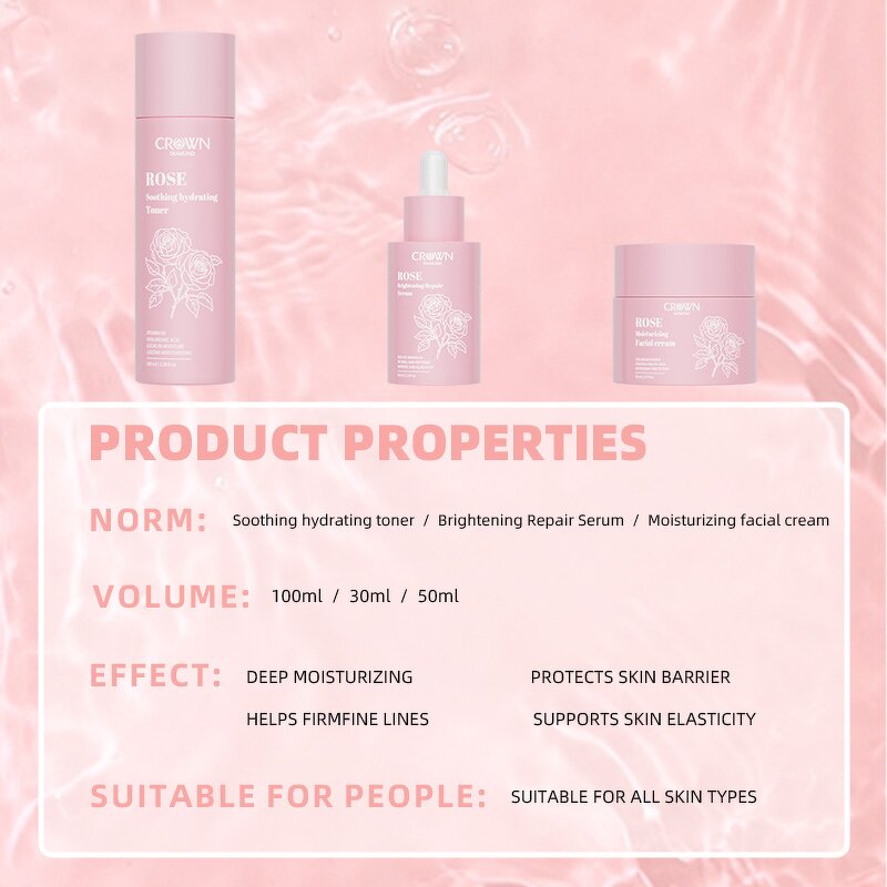 Facial Skin Care Set - Manufacturer - Private Label Niacinamide Retinol Rose Toner Brightening