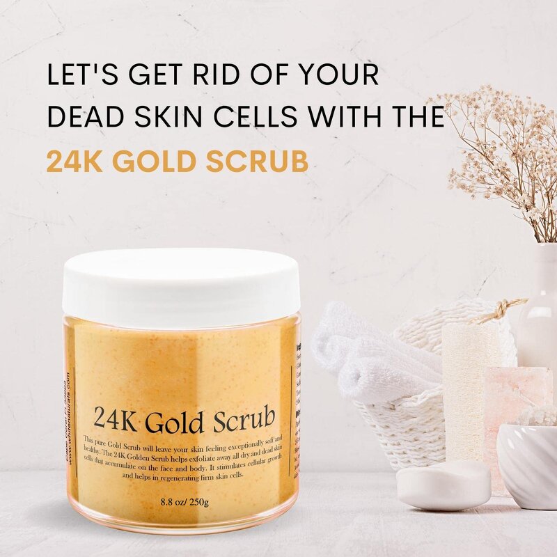 24K Gold Body Scrub - Manufacturer - Organic Hydrating Deep Cleansing Mild Exfoliate Dead Skin