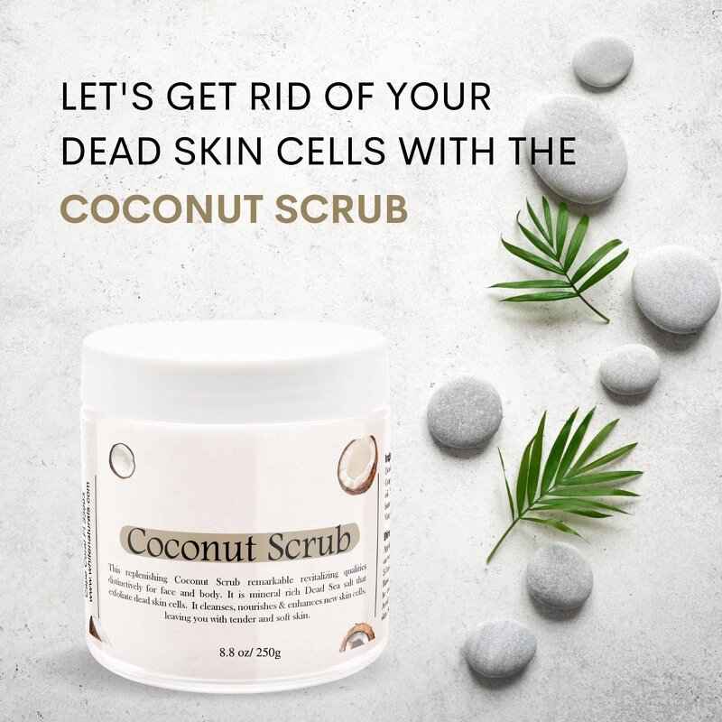 Coconut Body Scrub - Manufacturer - Organic Whitening Sea Salt Exfoliating Deep Cleansing Butter