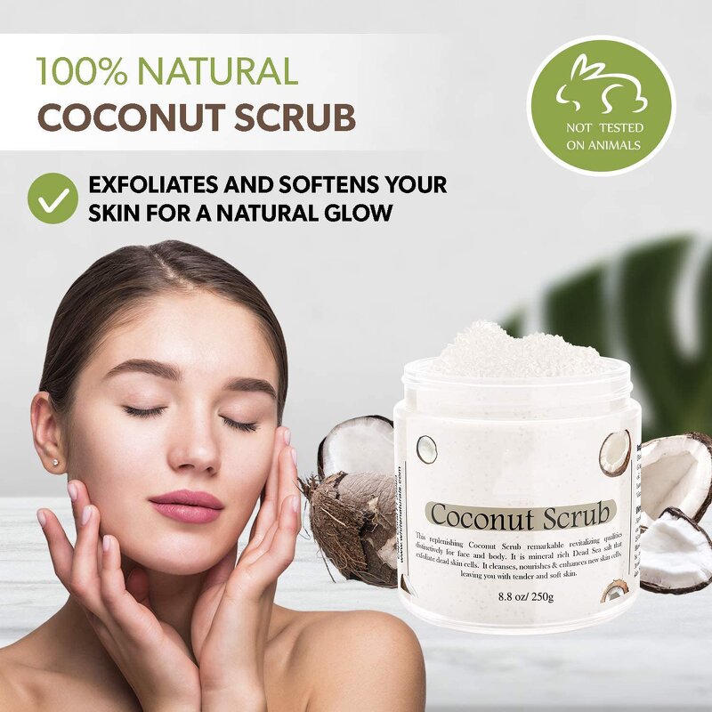 Coconut Body Scrub - Manufacturer - Organic Whitening Sea Salt Exfoliating Deep Cleansing Butter