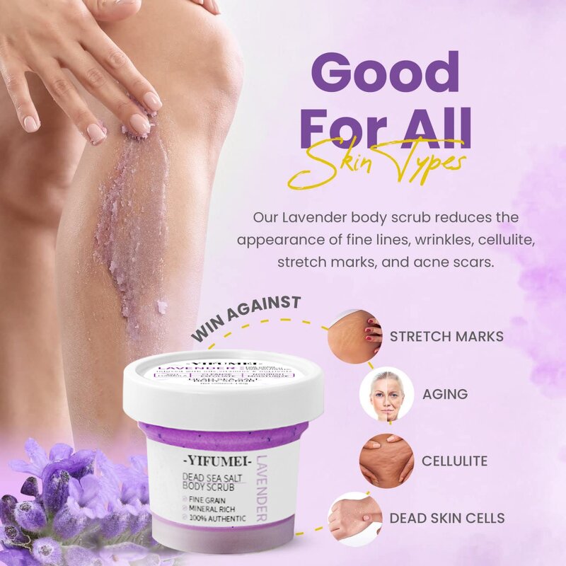Lavender Body Scrub - Manufacturer - Custom Logo Dead Sea Salt Deep Cleansing Whitening Exfoliating
