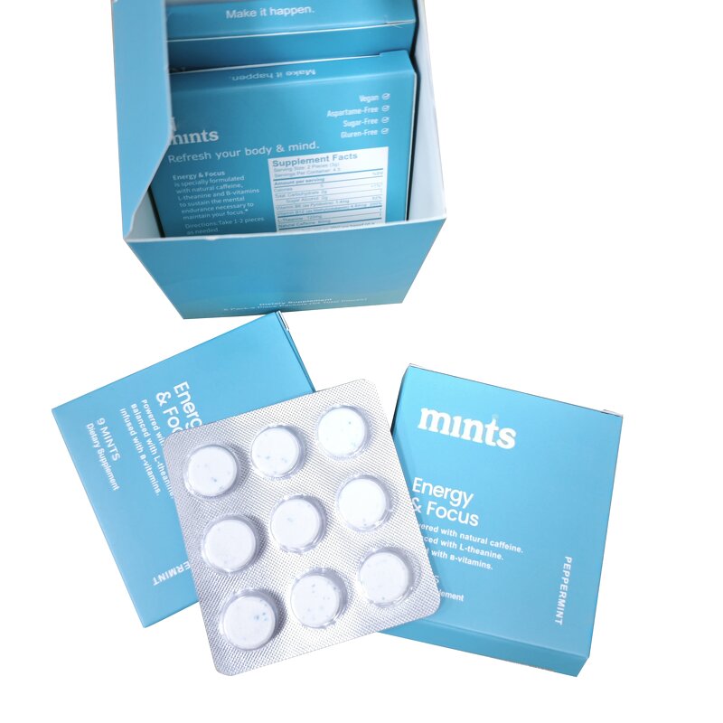 Caffeine Tablets - Manufacturer - OEM 54Pcs Sugar Free L-theanine B12 B6 Peppermint