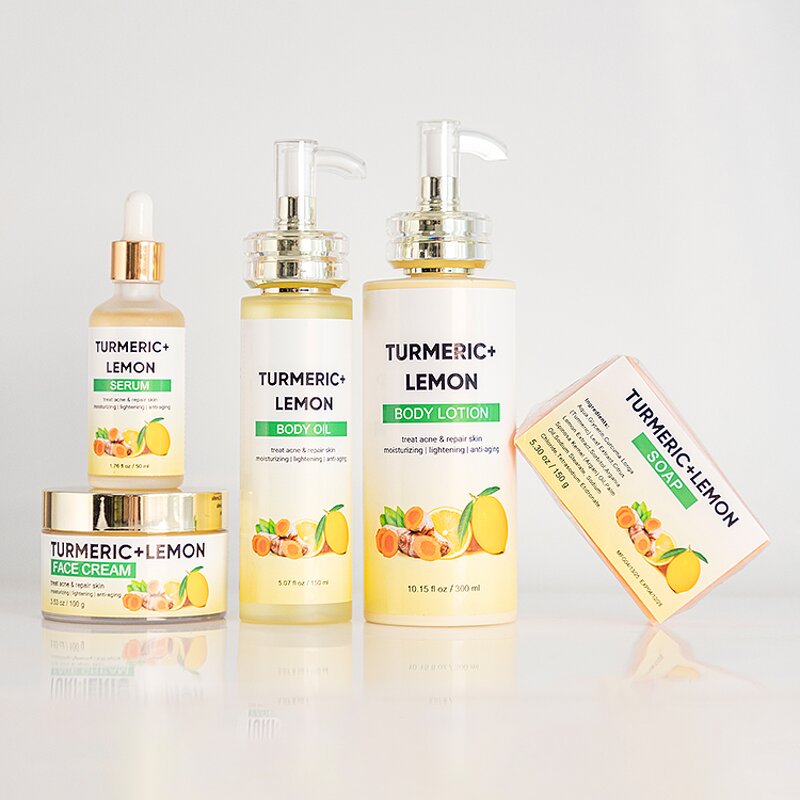 Skin Care Set Manufacturer - Private Label Organic Vegan Turmeric Lemon with Hyaluronic Acid