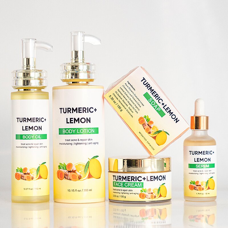 Skin Care Set Manufacturer - Private Label Organic Vegan Turmeric Lemon with Hyaluronic Acid