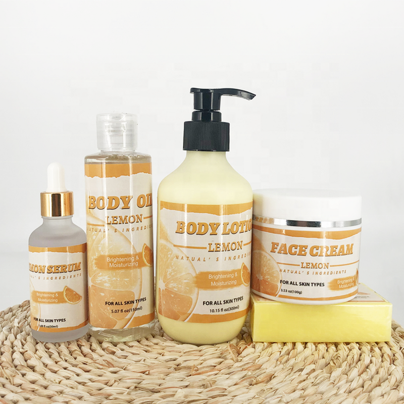 Skincare Set Manufacturer - Natural Organic Lemon with Cream, Lotion, Oil & Soap