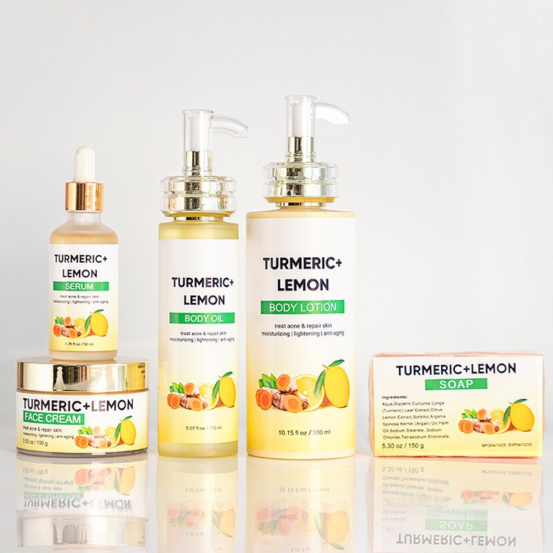 Skin Care Set Manufacturer - Private Label Organic Vegan Turmeric Lemon with Hyaluronic Acid
