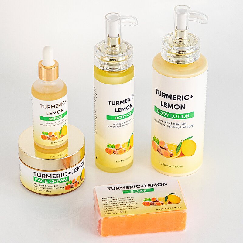 Skin Care Set Manufacturer - Private Label Organic Vegan Turmeric Lemon with Hyaluronic Acid
