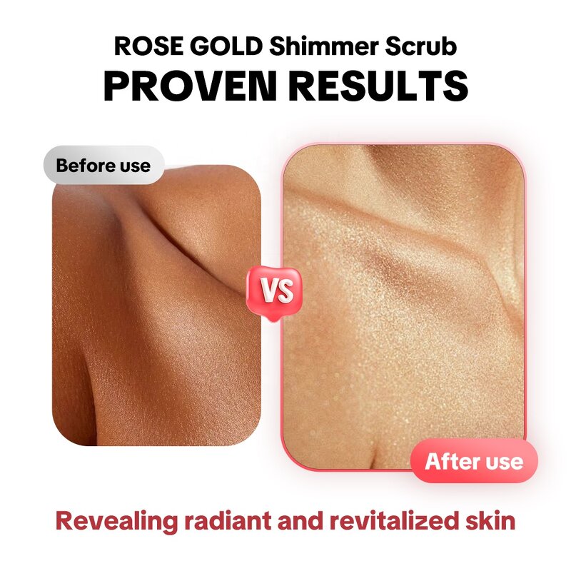 Rose Gold Body Scrub - Manufacturer - Natural Vegan Cruelty Free Sugar Luxurious Glowing Skin