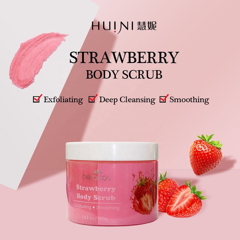 Strawberry Body Scrub - Manufacturer - Private Label Fruit Sugar Shea Butter Moisturizing Exfoliating